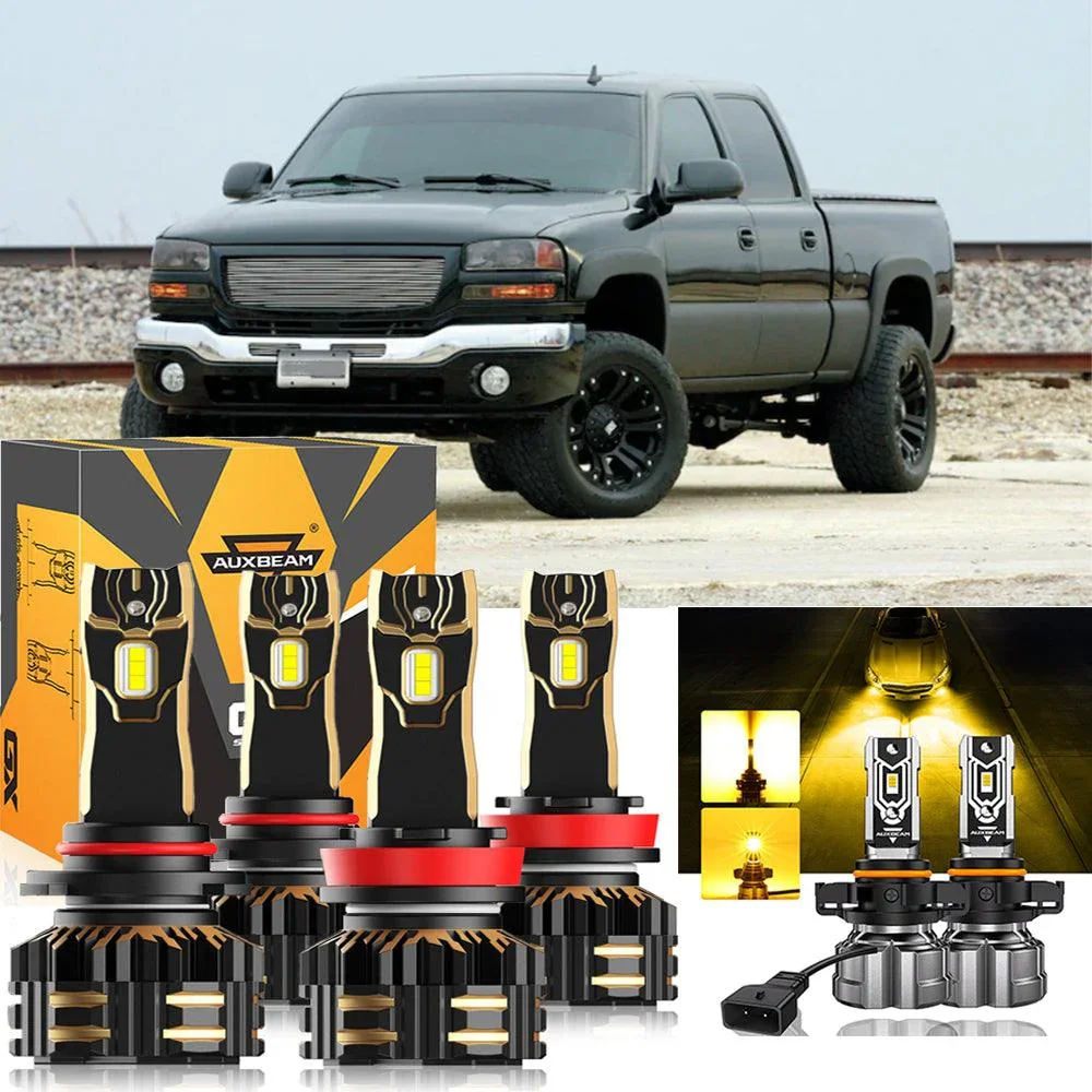 For 2007-2014 GMC Sierra 2500 HD 9005 H11 LED Headlight Bulbs Bundle - Image 24