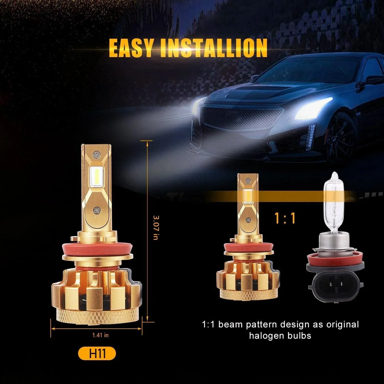 For 2009-2014 Nissan GT-R D2S H9/H11 F-16 Plus Series Automotive Grade 29000LM LED Light Bulbs High Low Beam Bundle - Image 9