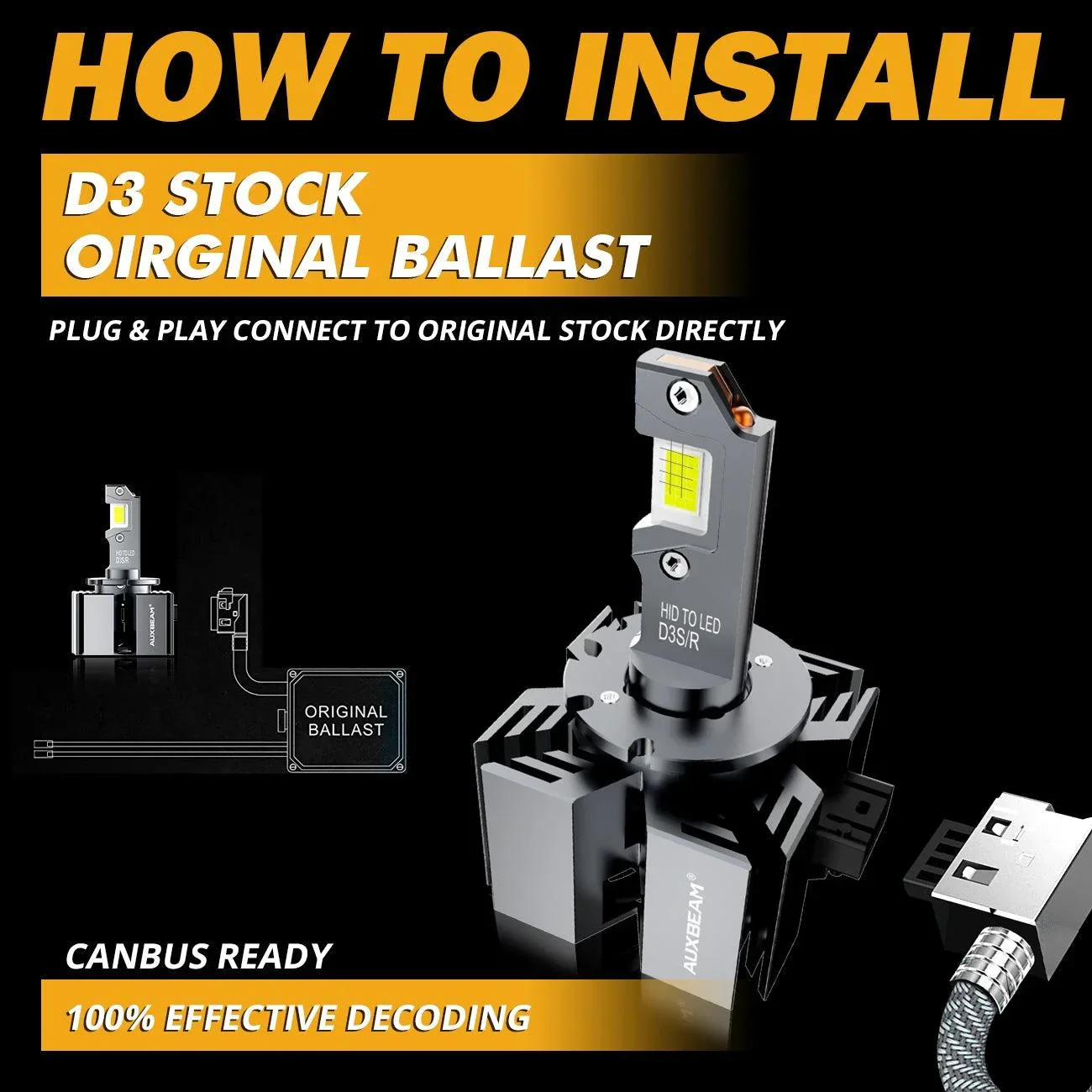 For 2013-2017 Ford Mustang D3S LED Headlight Bulbs - Image 4