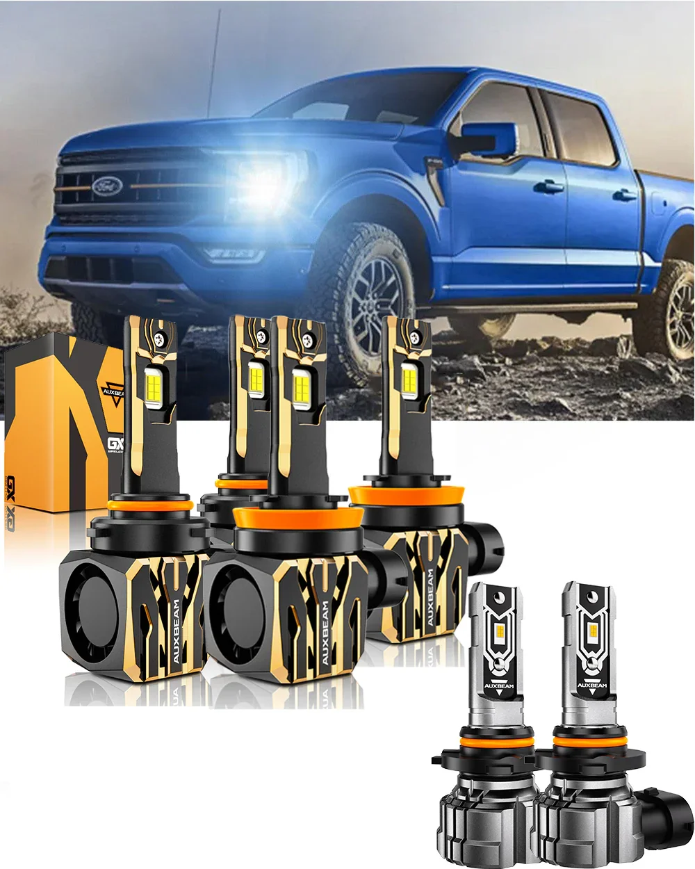 For 2015-2020 Ford F-150 9005 H11 LED Headlight Bulbs Bundle - Image 23