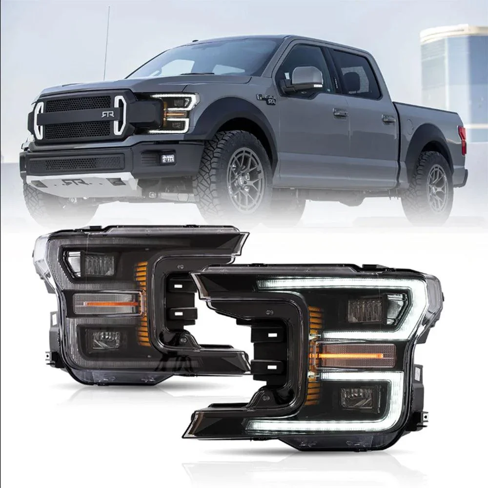 LED Headlight Assembly Dual Beam Projector With Start-up Animation Black/Chrome For 2018-2020 Ford F150 13th Gen - Image 13