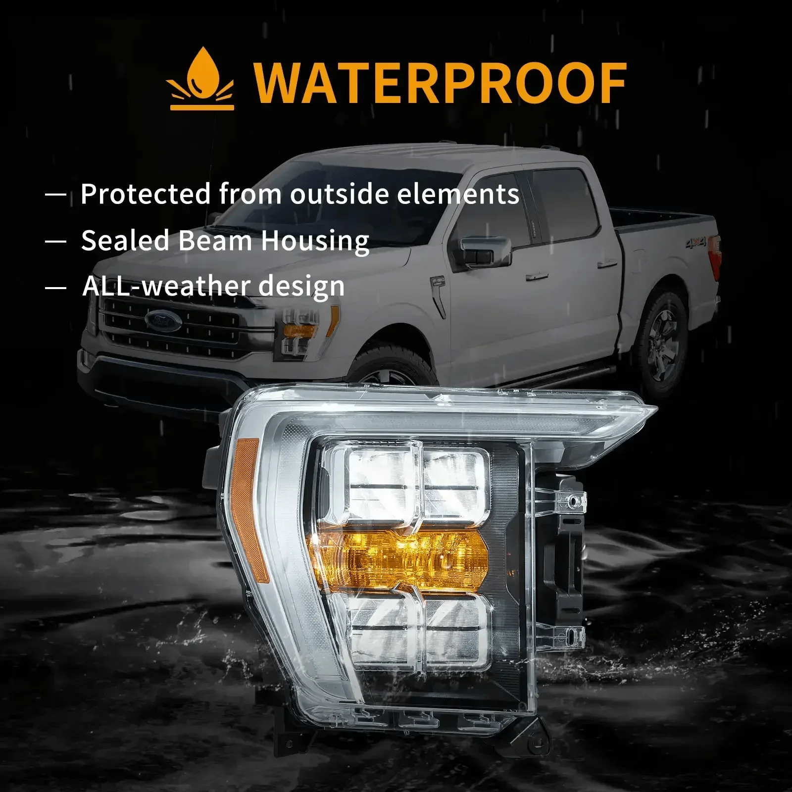 LED Headlight Assembly Reflection Bowl For 2021-2023 Ford F150 14th Gen Chrome - Image 7