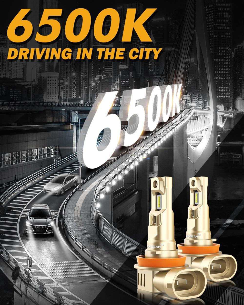 H11/H9/H8/H16JP LED Headlight Bulbs 60W 16000LM Q20-SE Series 1:1 OEM Factory Size 6500K Cool White | 2 Bulbs - Image 2