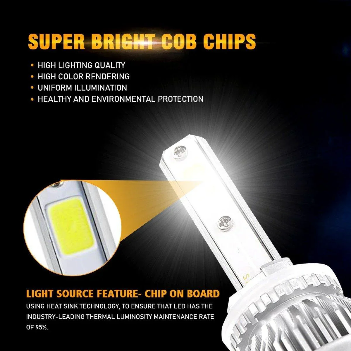 9005+9006 LED Headlight Bulbs 72W 8000ML S2 Series Super Brightest COB 6500K Cool White | 4 Bulbs - Image 2