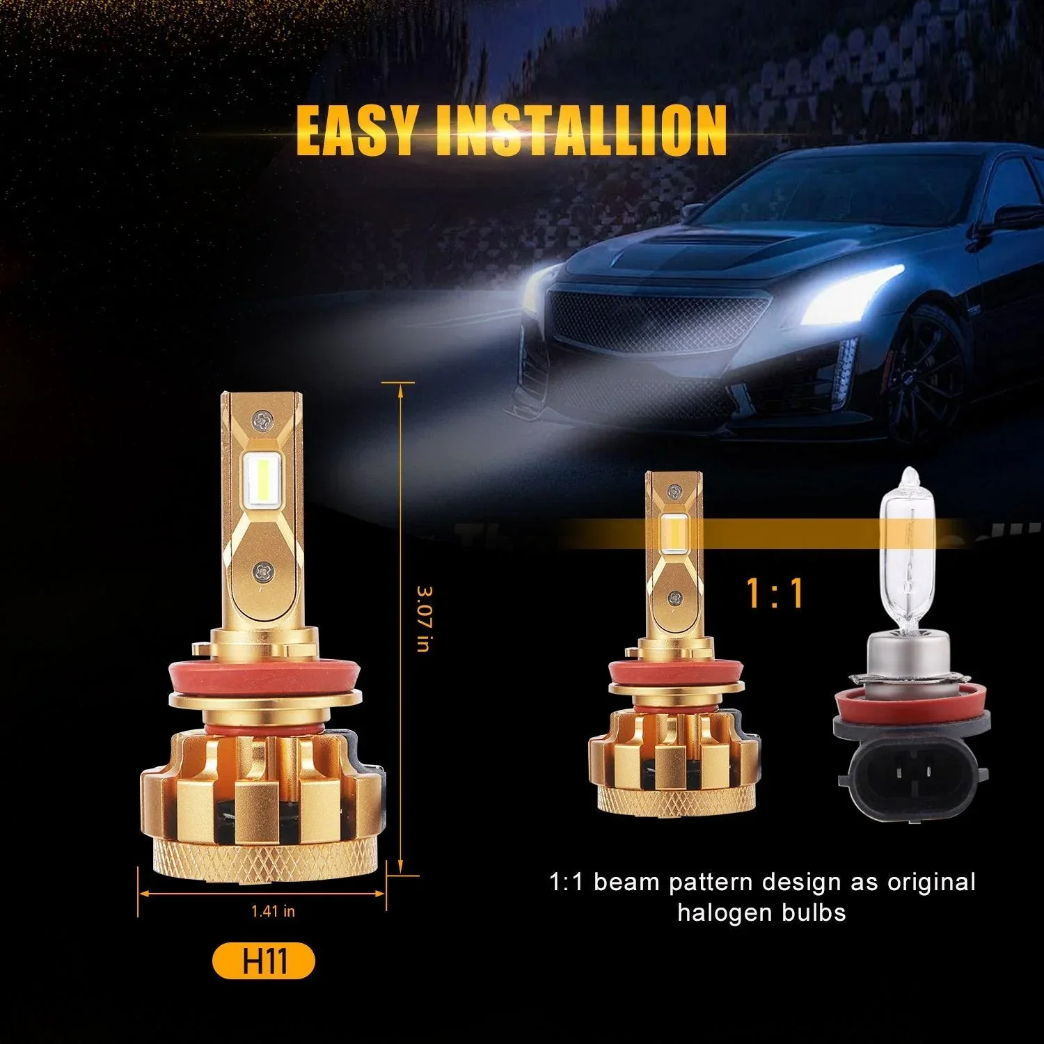 H11+H11 LED Headlight Bulbs 70W 18000LM F-16 Plus Series Brightest 6000K Cool White | 4 Bulbs - Image 9