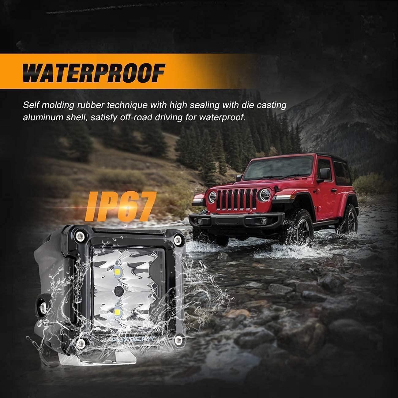4pcs 3" SPOT PODS & Dual A-Pillar Light Lower Windshield Hinge Mounting Brackets For Jeep Wrangler JK 2DR/4DR 2007~2017 - Image 12