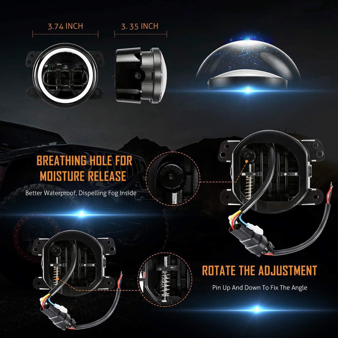 7'' LED Headlight Replacement And 4'' 30W LED Fog Lights with White DRL+Amber Turn Signal For Jeep Wrangler2007-2018 JK - Image 4