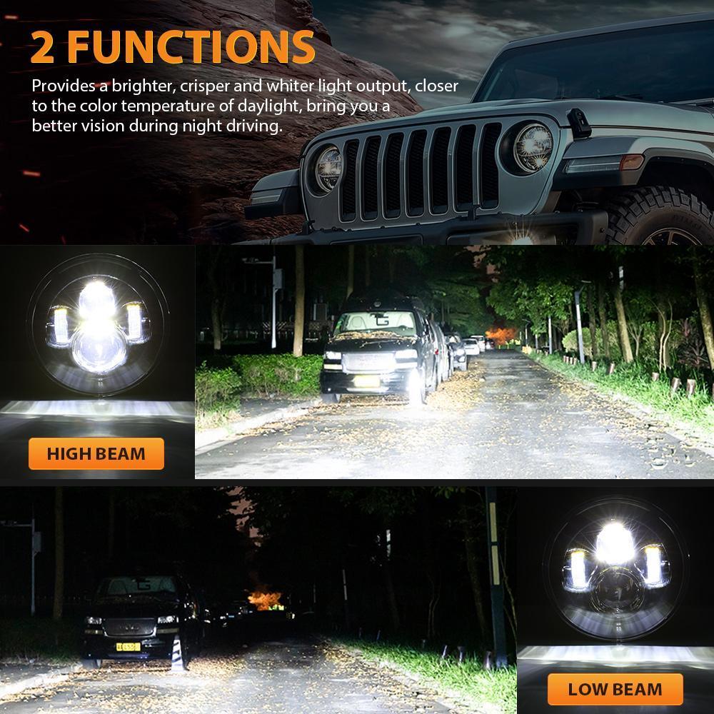 7'' LED Headlight Replacement And 4'' 30W LED Fog Lights with White DRL+Amber Turn Signal For Jeep Wrangler2007-2018 JK - Image 5