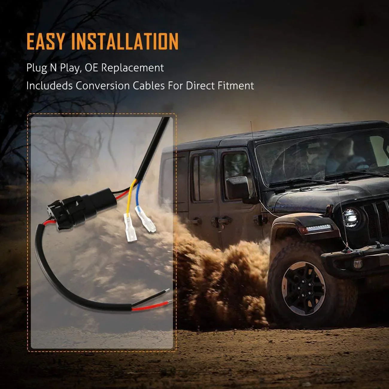 7'' LED Headlight Replacement And 4'' 30W LED Fog Lights with White DRL+Amber Turn Signal For Jeep Wrangler2007-2018 JK - Image 6