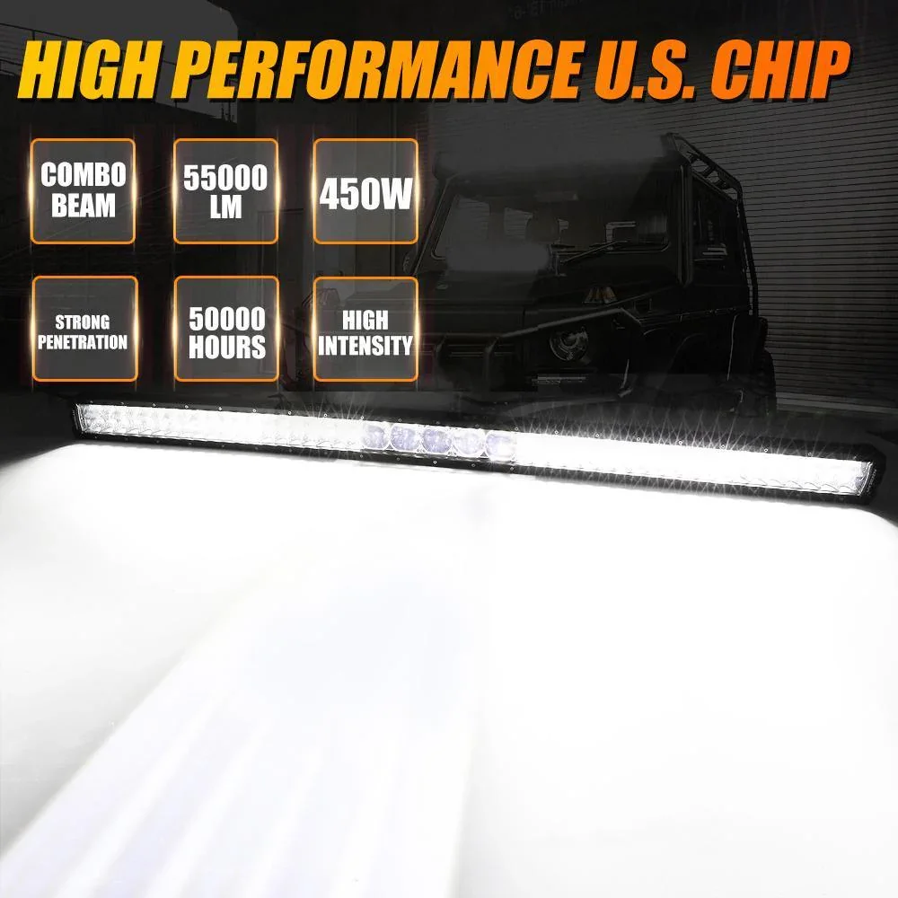 7" LED Halo Headlights + 4" Inch LED Fog Lights with DRL + 5D-PRO 52" Straight LED Light Bar + Windshield Mounting Brackets + 18W Spot Beam Pod Lights Set for for Jeep Wrangler JK - Image 3