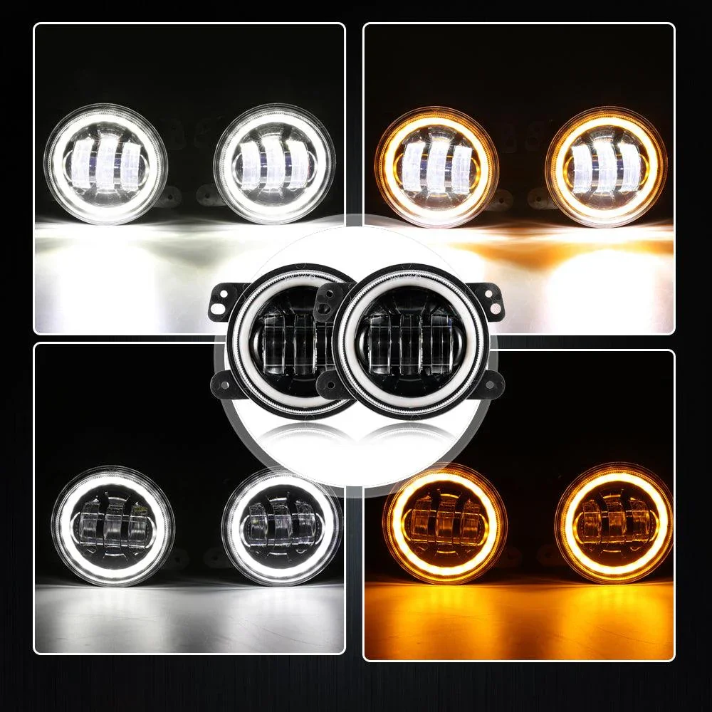 7" LED Halo Headlights + 4" Inch LED Fog Lights with DRL + 5D-PRO 52" Straight LED Light Bar + Windshield Mounting Brackets + 18W Spot Beam Pod Lights Set for for Jeep Wrangler JK - Image 7