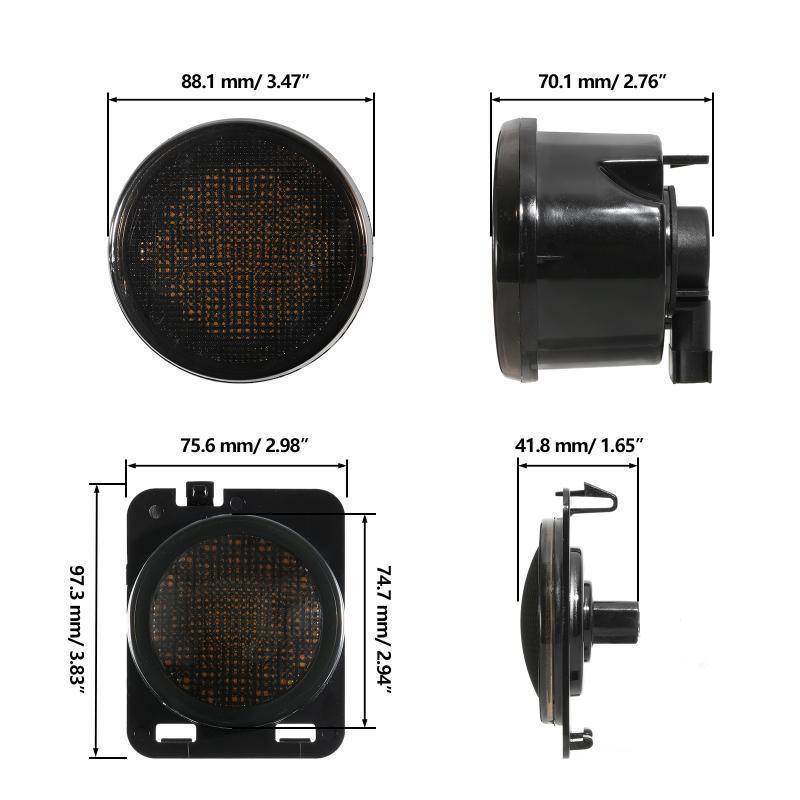 7'' LED Headlight Replacement + 4'' LED Fog Light + LED Smoke Tail Light + Front Turn Signal & Fender Flares Side Marker Light for Jeep Wrangler JK - Image 13