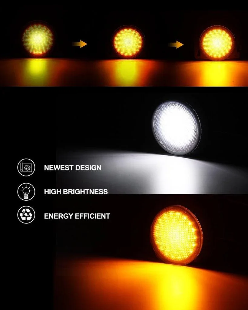 7" LED Headlight Replacement with Halo Ring + 4" LED Fog Light + Front Turn Signal & Fender Flares Side Marker Light for Jeep Wrangler JK - Image 8