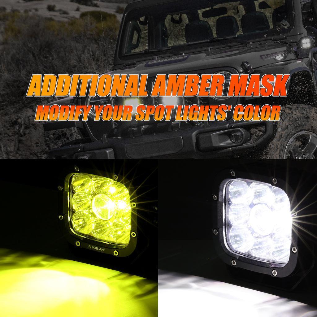 5 Inch 110W LED Driving Lights with Additional Amber Covers & 22 Inch 5D-PRO Series LED Light Bars Combo for CBR 1000rr Off Road Buggy, ATV, UTV, Truck - Image 4