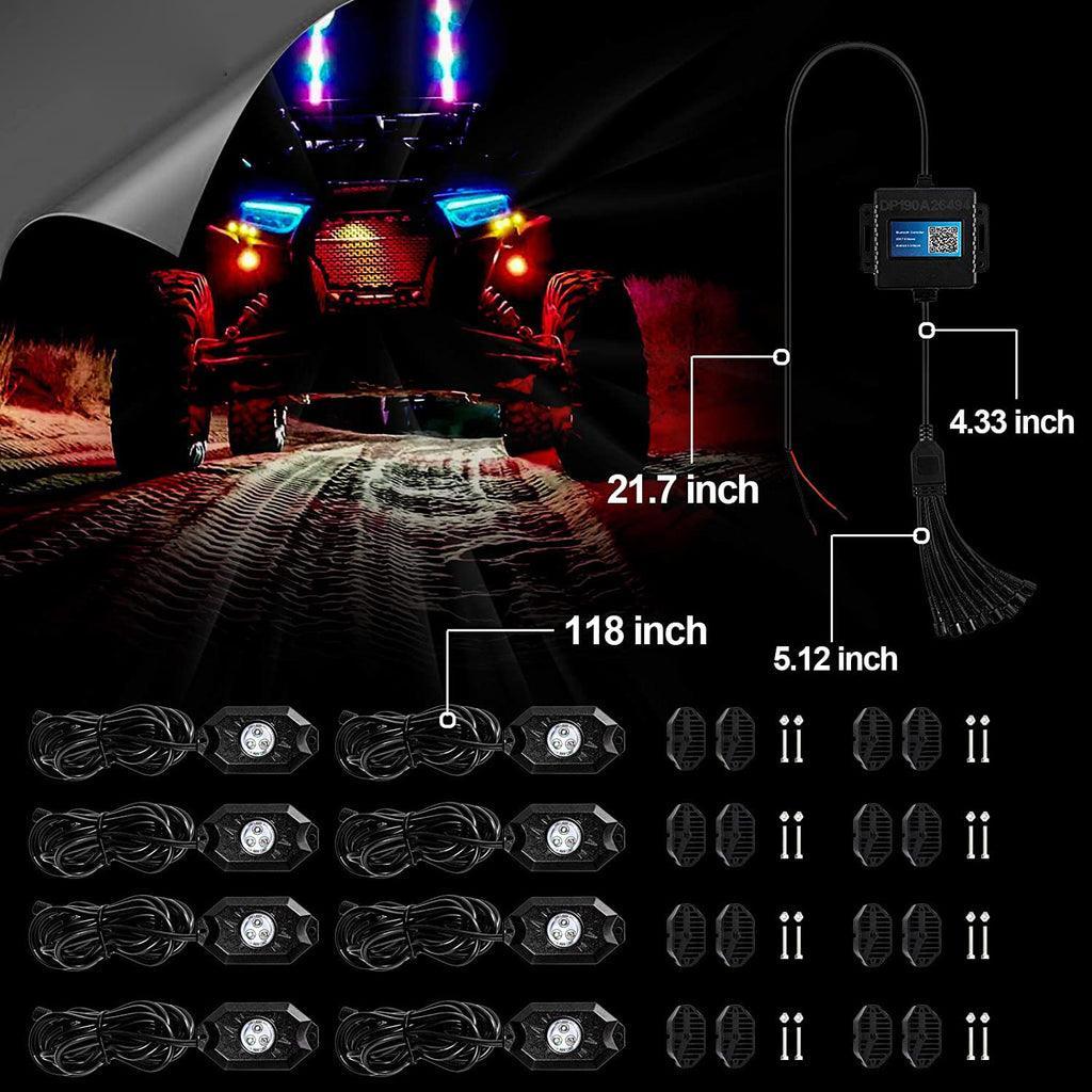 Dome Light UTV Interior Light Universal Roll Bar Cage Mount + RGB LED Rock Light Set for Polaris, Can-Am, UTV, ATV, Off-road Vehicle - Image 4