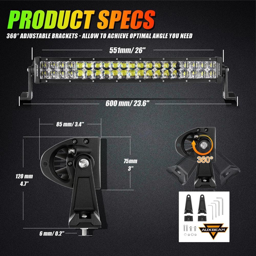 New 22 Inch V-PRO Series Straight RGBW Color Changing Off Road Led Light Bar & RGB LED Rock Light Set Combo - Image 3
