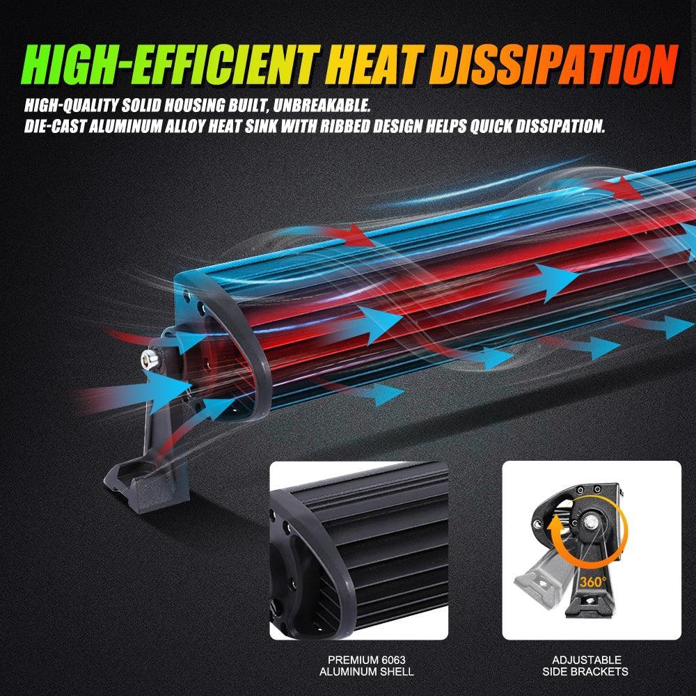 New 22 Inch V-PRO Series Straight RGBW Color Changing Off Road Led Light Bar & RGB LED Rock Light Set Combo - Image 7