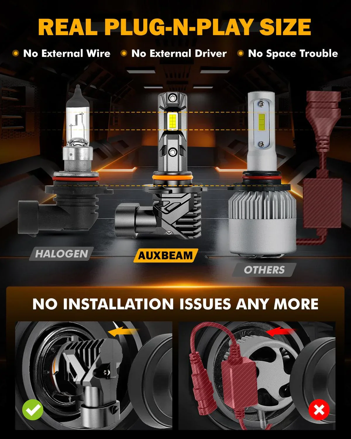 🆕9005+H11 LED Headlight Bulbs/Fog Lights Q15 Series Fanless&Wireless 60W 18000LM 6500K Cool White | 4 Bulbs - Image 6