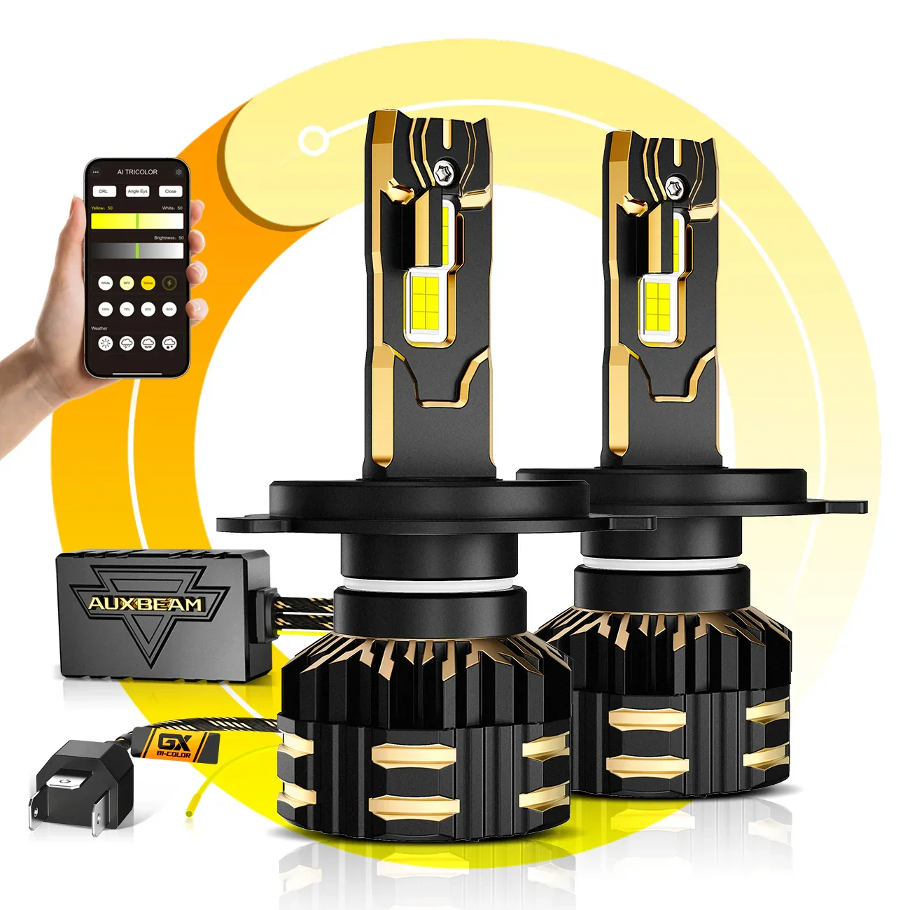 🆕GX Bi-Color Smart Series 25000LM 110W LED Headlight Bulbs, with App Control Via Bluetooth & Dual Color Switchback - Image 22