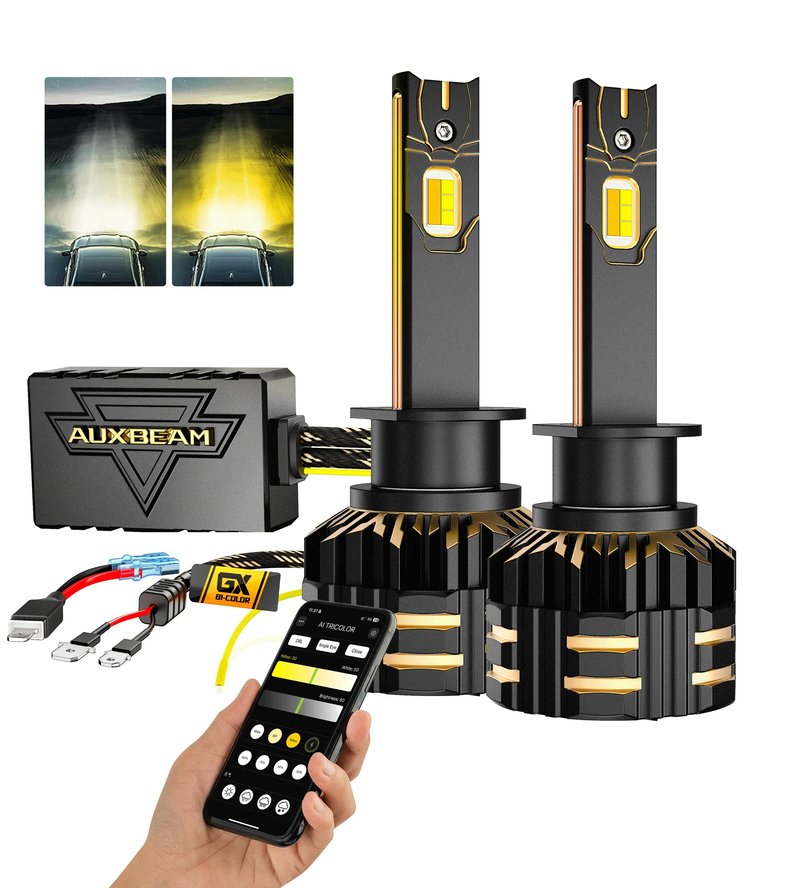 🆕Dual Color Switchback with App Control Via Bluetooth GX Smart Tune Series 25000LM 120W LED Headlight Bulbs 6500K Cool White - Image 17