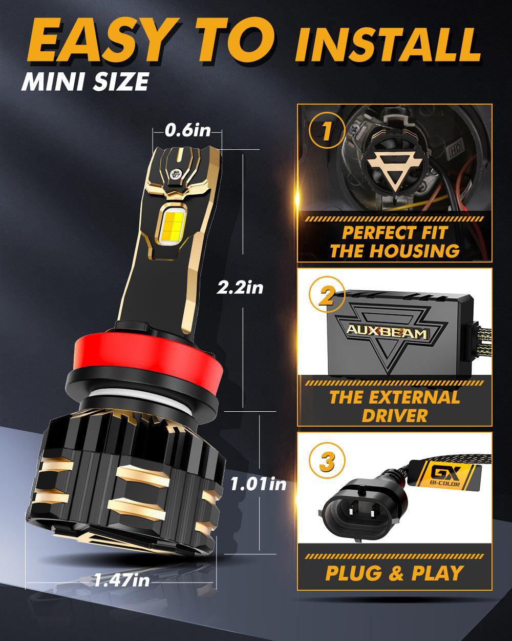 H11/H9/H8/H16JP LED Bulb Fog Lights/Low Beam Lights 110W 25000LM GX Bi-Color Series High Power & Brightness Dual Color Switchback | 2 Bulbs - Image 5