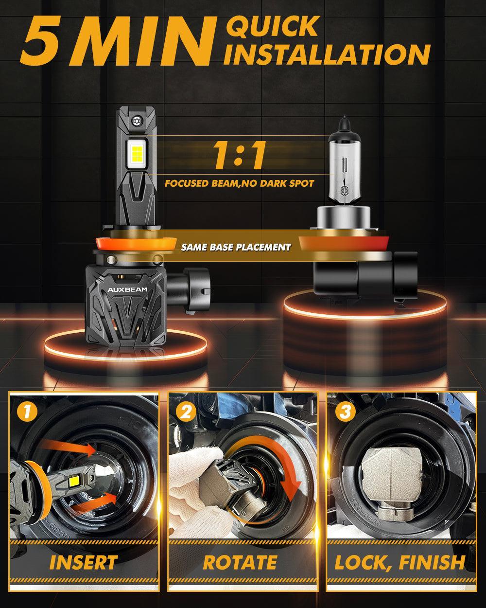 🆕H11/H9/H8 LED Headlight Bulbs Q40 Series Ultra-High Brightness 120W 30000LM 6500K Cool White | 2 Bulbs - Image 6