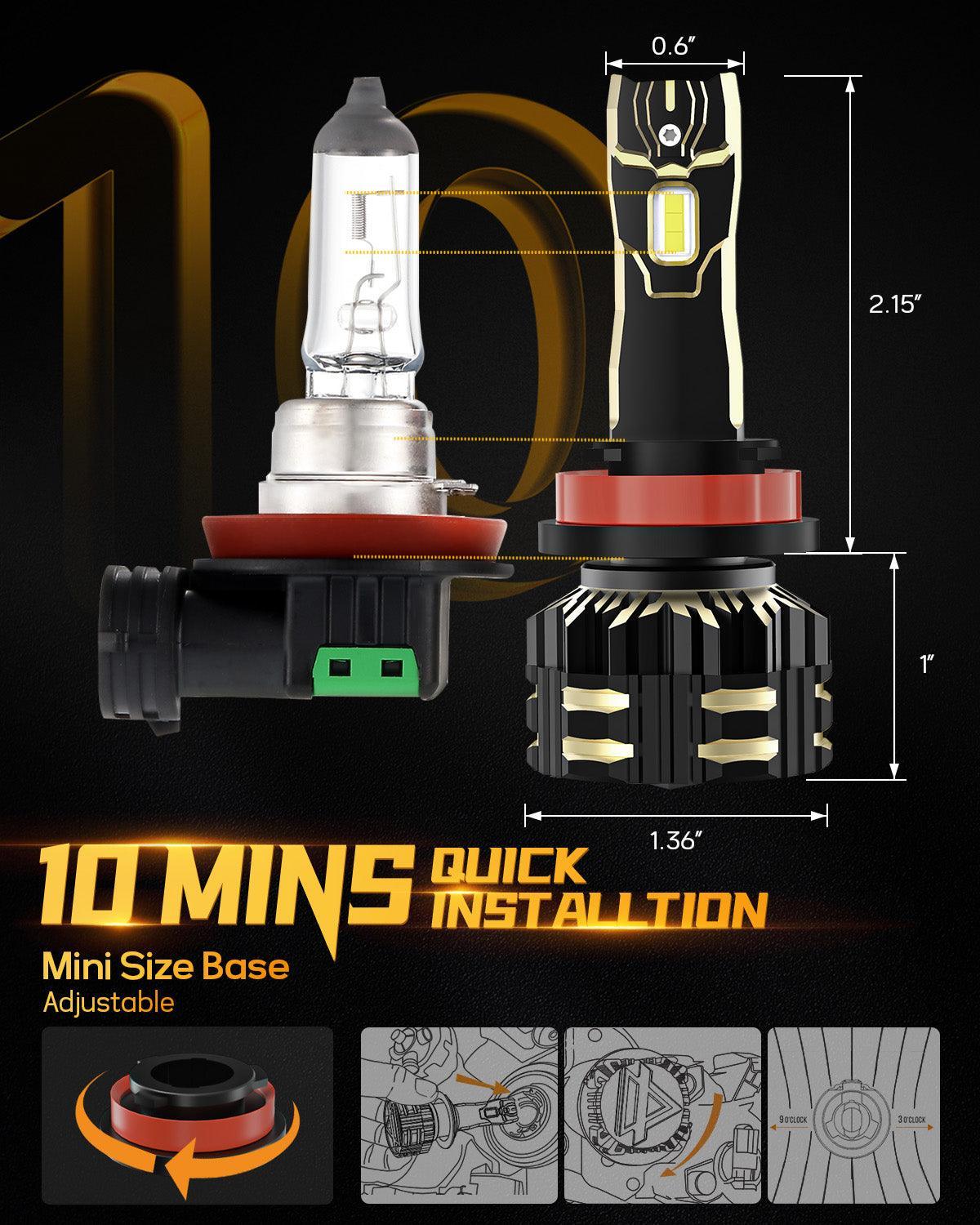H11/H9/H8/H16JP LED Headlight Bulbs 120W 25000LM GX Series Brightest 6500K Cool White | 2 Bulbs - Image 11