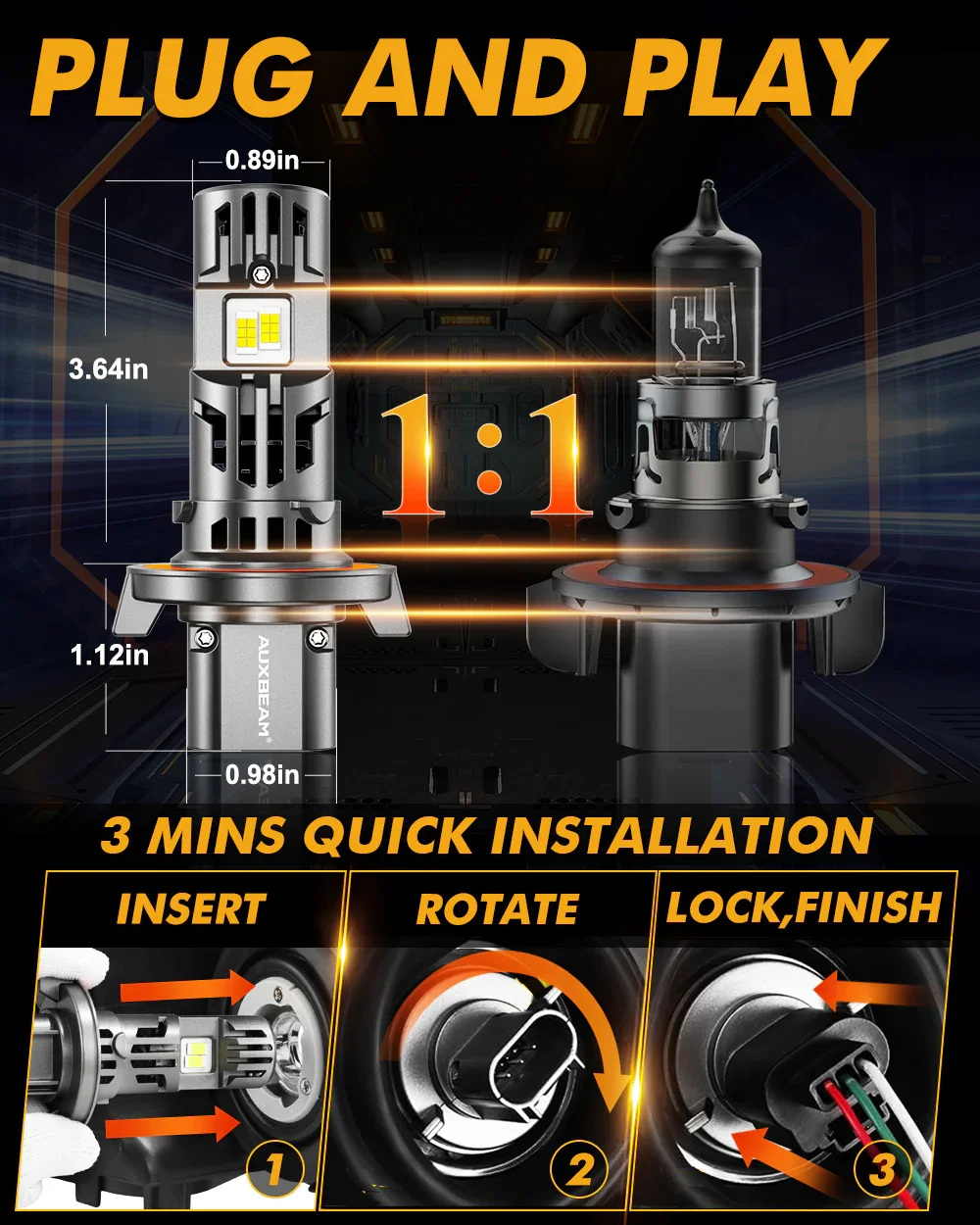 🆕H13/9008 LED Headlight Bulbs Q50 Series Dual Turbo Fans 130W 36000LM 6500K Cool White| 2 Bulbs - Image 5