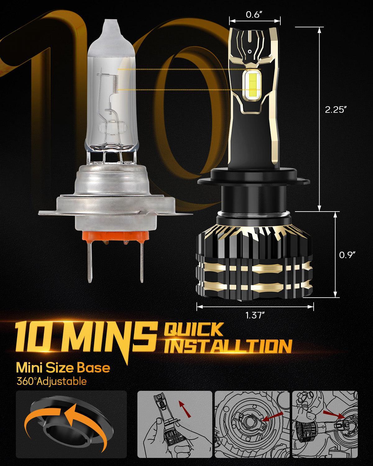 H7 LED Headlight Bulbs 120W 25000LM GX Series Brightest 6500K Cool White | 2 Bulbs - Image 2