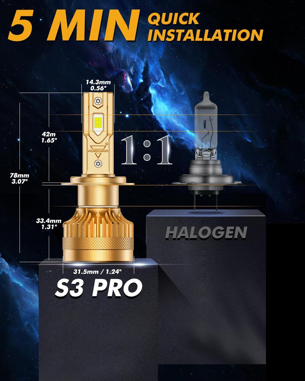 🆕H7 LED Headlight Bulbs S3 Pro Series Dual Decoder CAN-BUS Error Free 12V 120W 24000LM 6500K Cool White | 2 Bulbs - Image 9