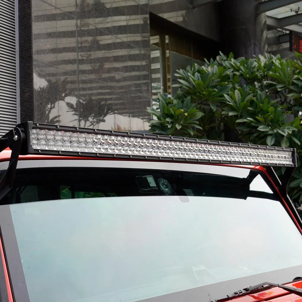 52" Straight LED Light Bar & 4" LED PODS & 2 IN 1 Design Windshield Mounting Brackets For Jeep Wrangler JK 2007~2017 - Image 12