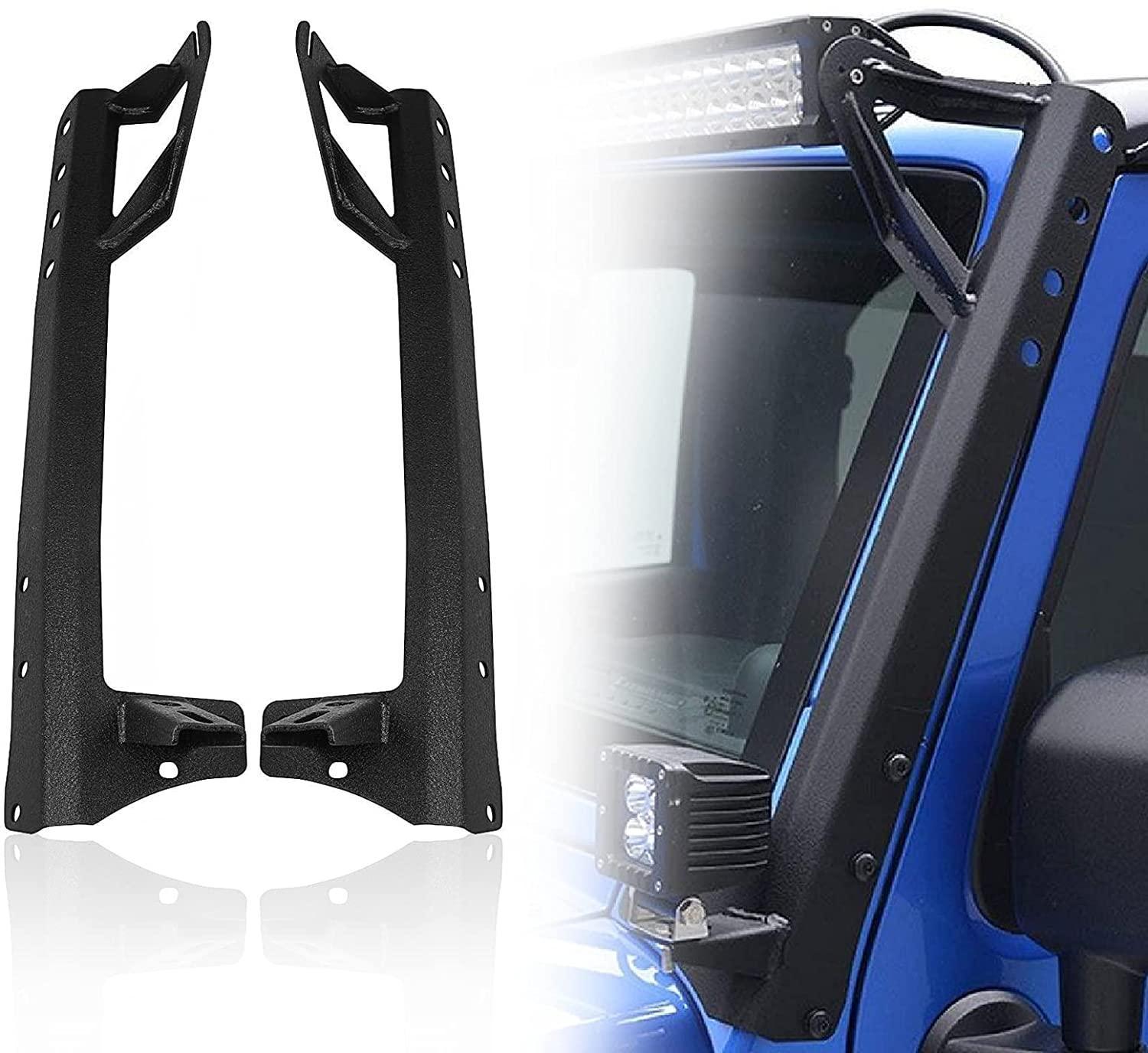 52" Straight LED Light Bar & 4" LED PODS & 2 IN 1 Design Windshield Mounting Brackets For Jeep Wrangler JK 2007~2017 - Image 2