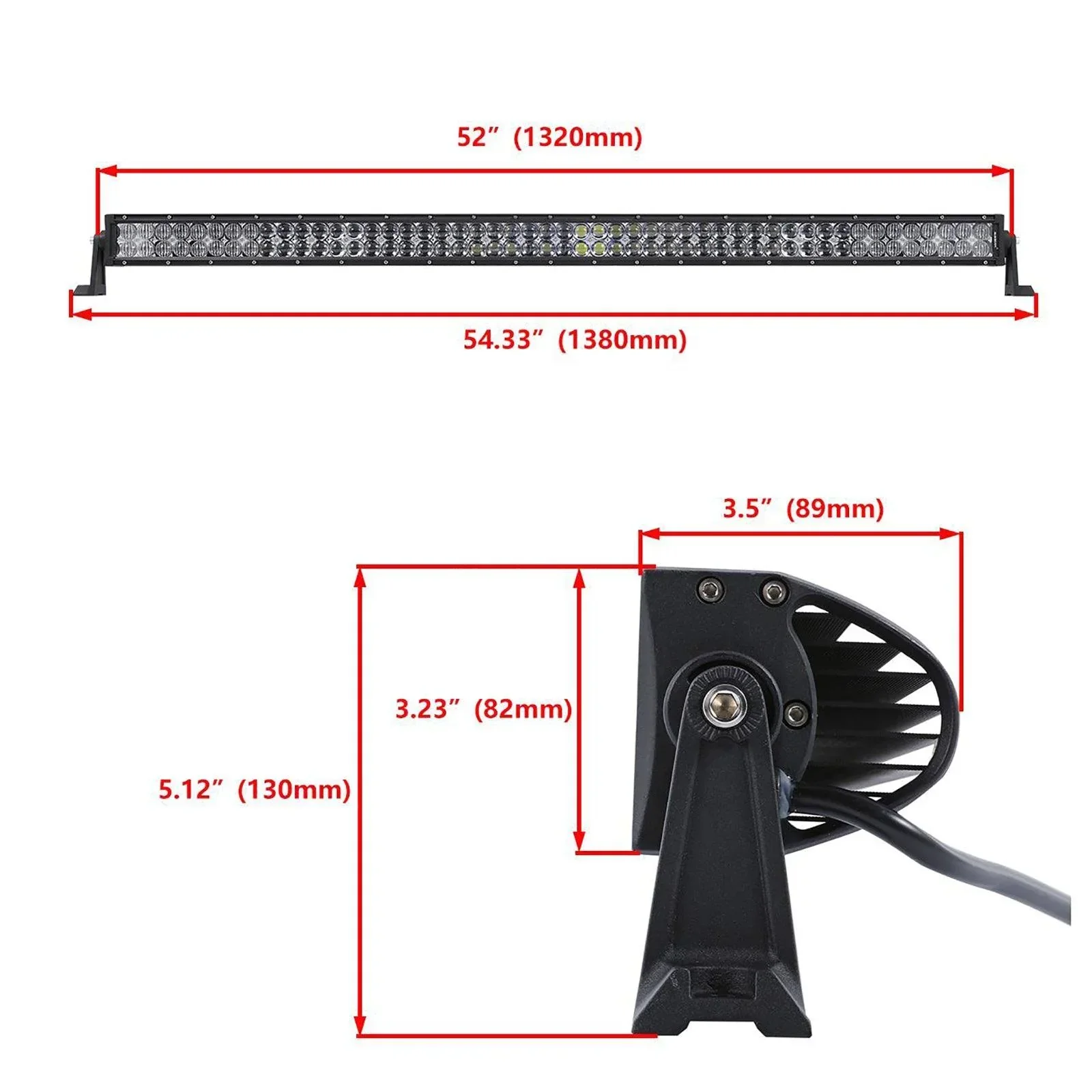 52" Straight LED Light Bar & 4" LED PODS & 2 IN 1 Design Windshield Mounting Brackets For Jeep Wrangler JK 2007~2017 - Image 6