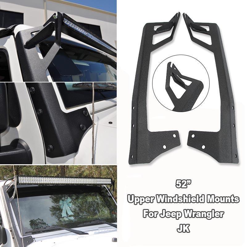 52" 5D-Series Straight LED Light Bar&Windshield Mounting Brackets For Jeep Wrangler JK 2007~2017 - Image 5