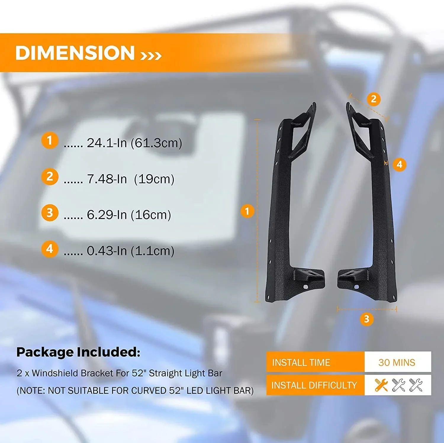 52" 5D-PRO LED Light Bar & 3"LED PODS & 2 IN 1 Design Windshield Mounting Brackets For Jeep Wrangler JK 2007~2017 - Image 10