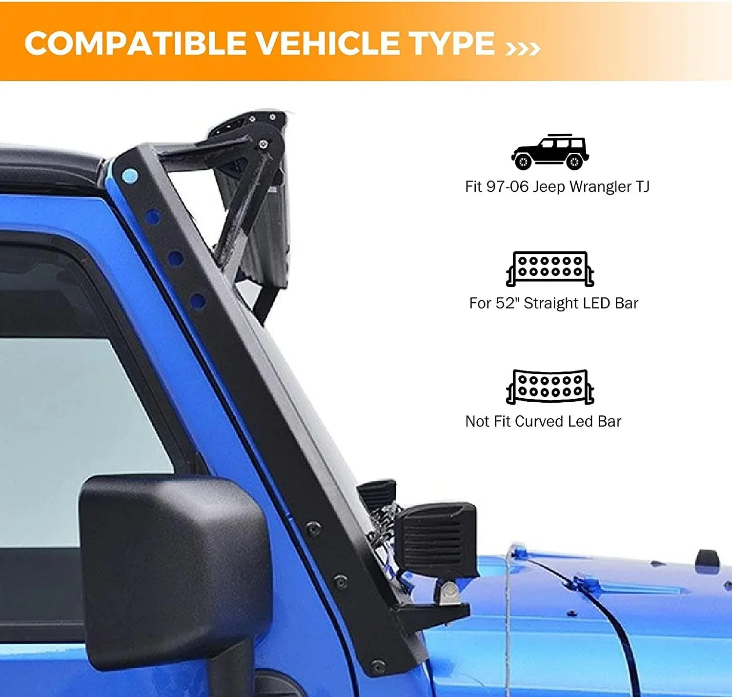 52" 5D-PRO LED Light Bar & 3"LED PODS & 2 IN 1 Design Windshield Mounting Brackets For Jeep Wrangler JK 2007~2017 - Image 13