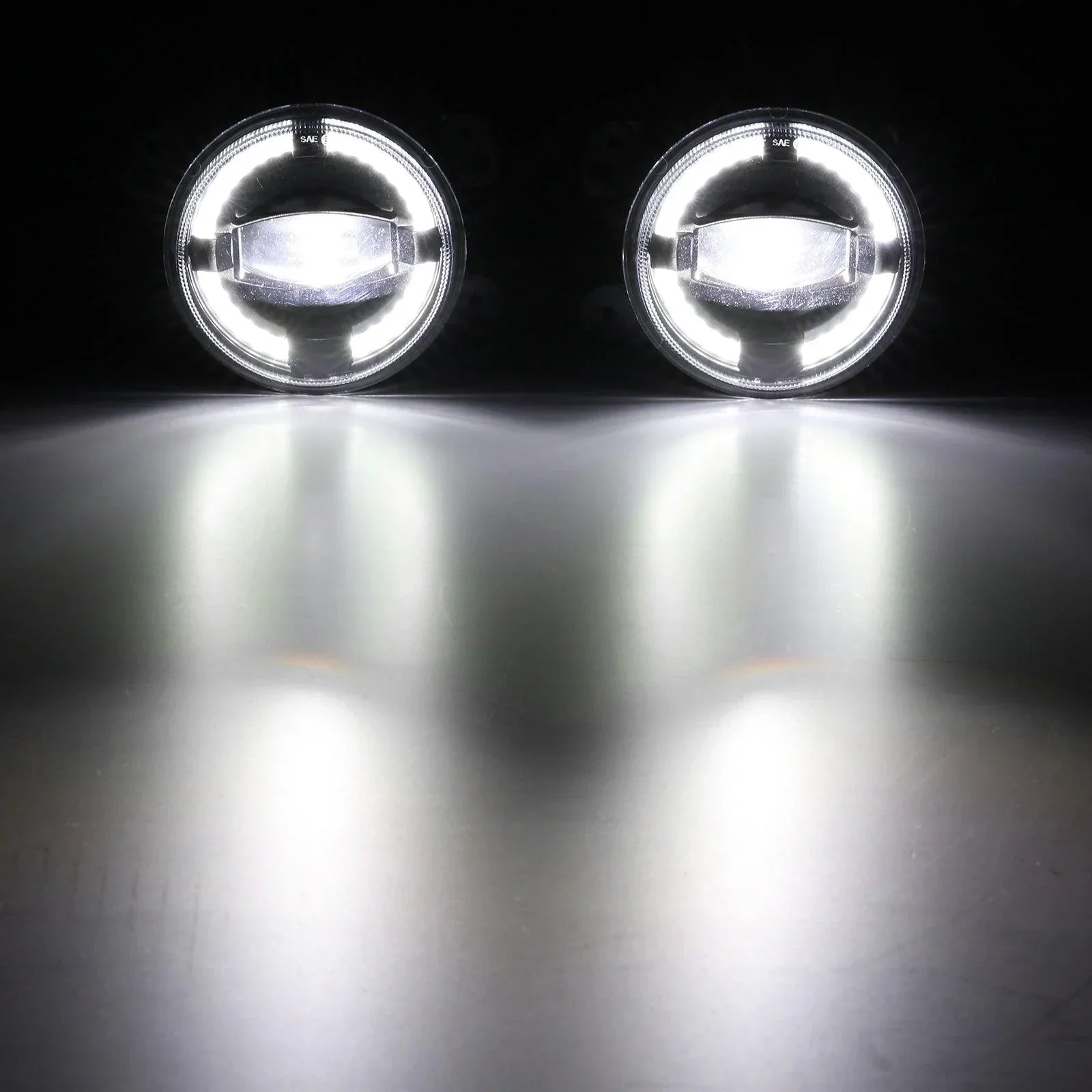 (2pcs/set) 4" 60W LED Fog Lights with White Halo Ring DRL for Jeep Wrangler JK/ Jeep Grand Cherokee/ Dodge - Image 5
