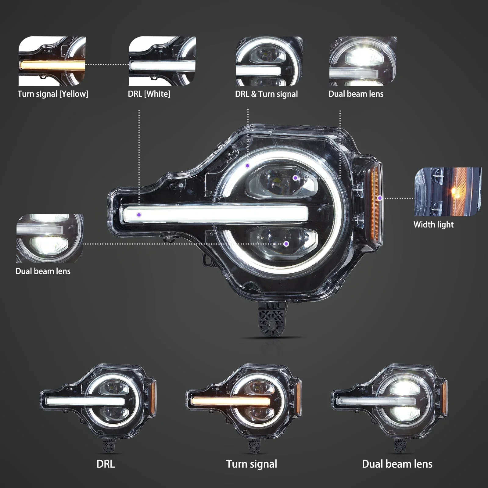 LED Headlight Assembly For 2020-2024 Ford Bronco - Image 19