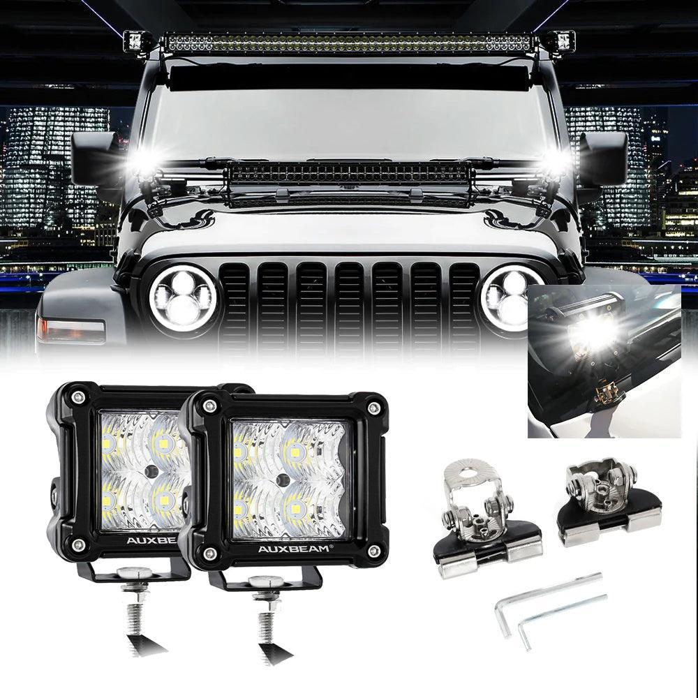 3 Inch Spot/Flood Beam LED Pods Light + Universal LED Working Lights Mounting Brackets - Image 2
