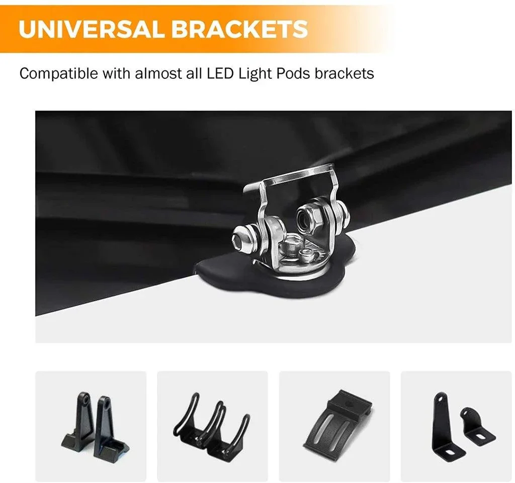 3 Inch Spot/Flood Beam LED Pods Light + Universal LED Working Lights Mounting Brackets - Image 9