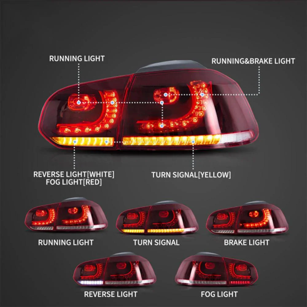 LED Tail Light Assembly With Amber Sequential Turn Signal For 2008-2014 VW Golf 6th Gen Mk6 Hetchback - Image 6