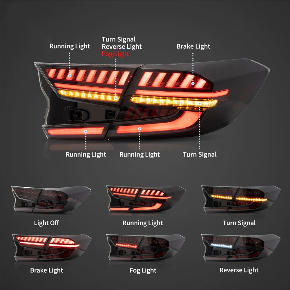 LED Tail Light Assembly With Full LED Dynamic Welcome Lighting For 2018-2022 Honda Accord 10th Gen - Image 8
