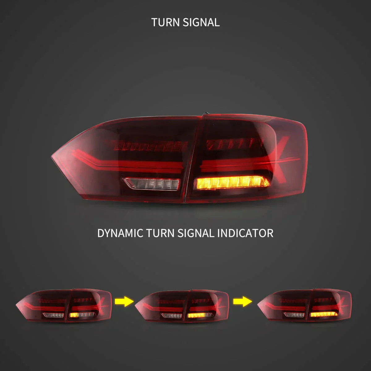 LED Tail Light Assembly With Full LED Sequential Turn Signal For 2011-2014 Volkswagen Jetta/Sagitar 6th Gen (A6) - Image 6