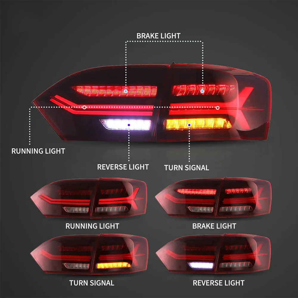 LED Tail Light Assembly With Full LED Sequential Turn Signal For 2011-2014 Volkswagen Jetta/Sagitar 6th Gen (A6) - Image 7