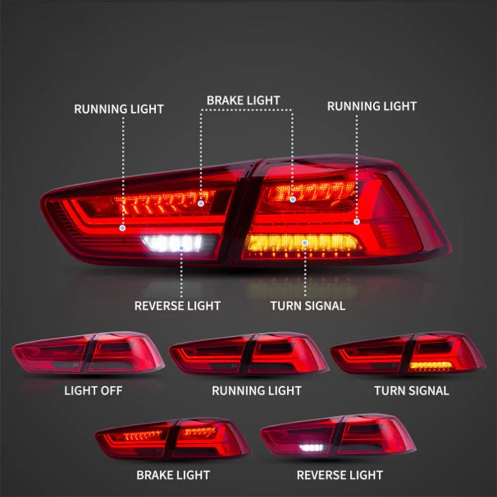 LED Tail Light Assembly With Sequential Turn Signal For 2008-2017 Mitsubishi Lancer & EVO X - Image 3