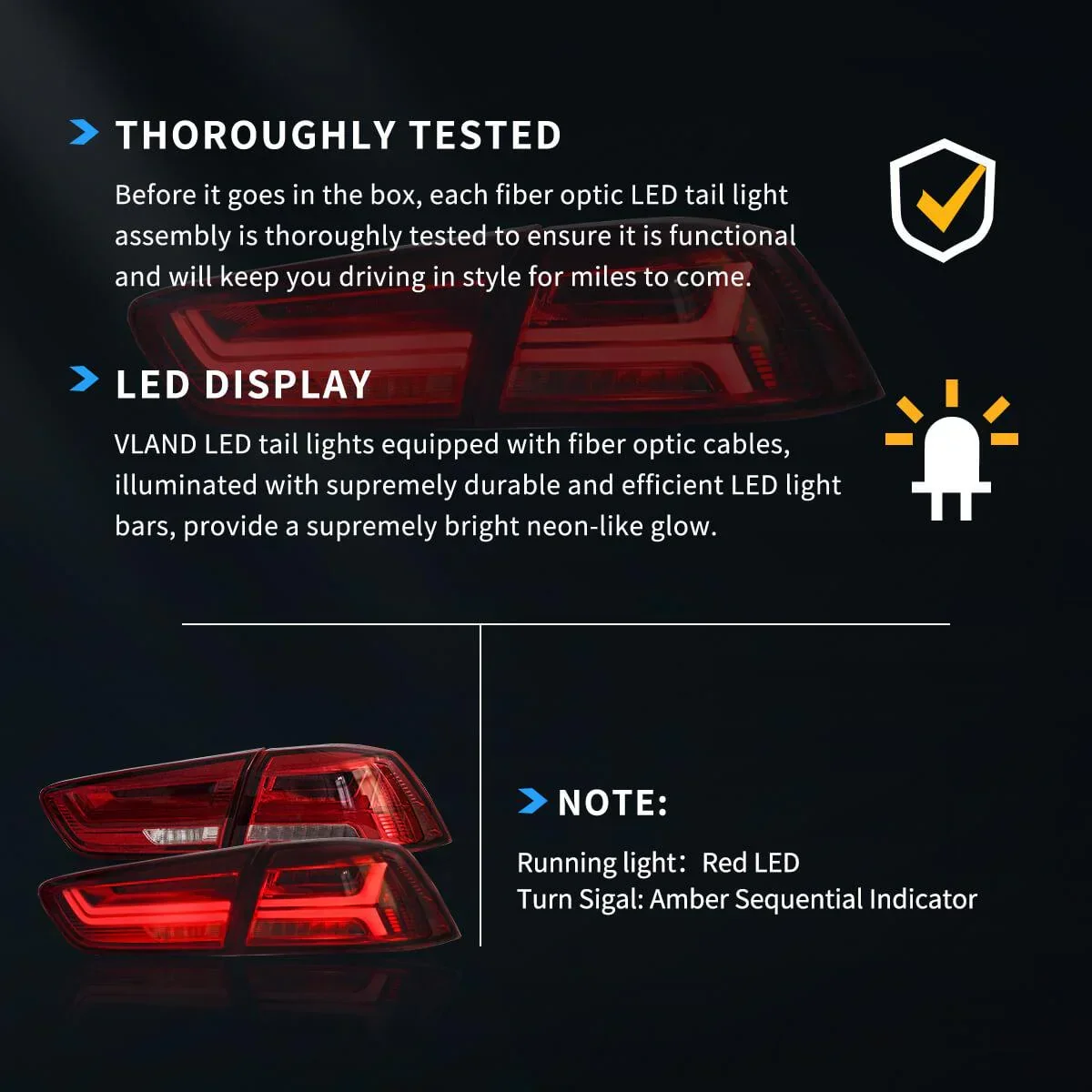 LED Tail Light Assembly With Sequential Turn Signal For 2008-2017 Mitsubishi Lancer & EVO X - Image 5