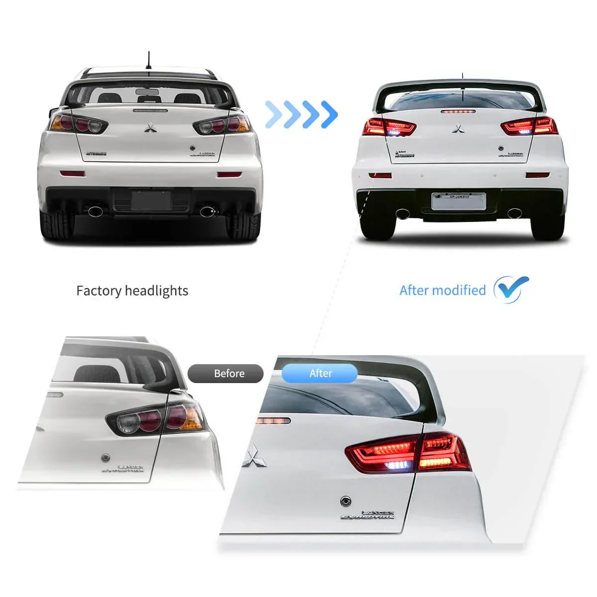 LED Tail Light Assembly With Sequential Turn Signal For 2008-2017 Mitsubishi Lancer & EVO X - Image 7