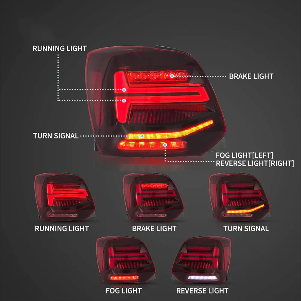 LED Tail Light Assembly With Sequential Turn Signal For 2009-2017 Volkswagen Polo 5th Gen (LWB/SWB） - Image 5