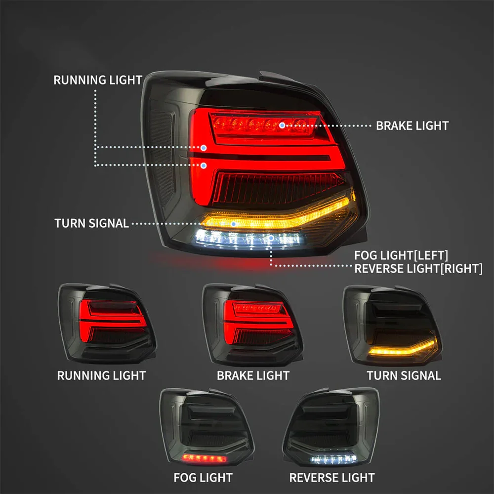 LED Tail Light Assembly With Sequential Turn Signal For 2009-2017 Volkswagen Polo 5th Gen (LWB/SWB） - Image 7