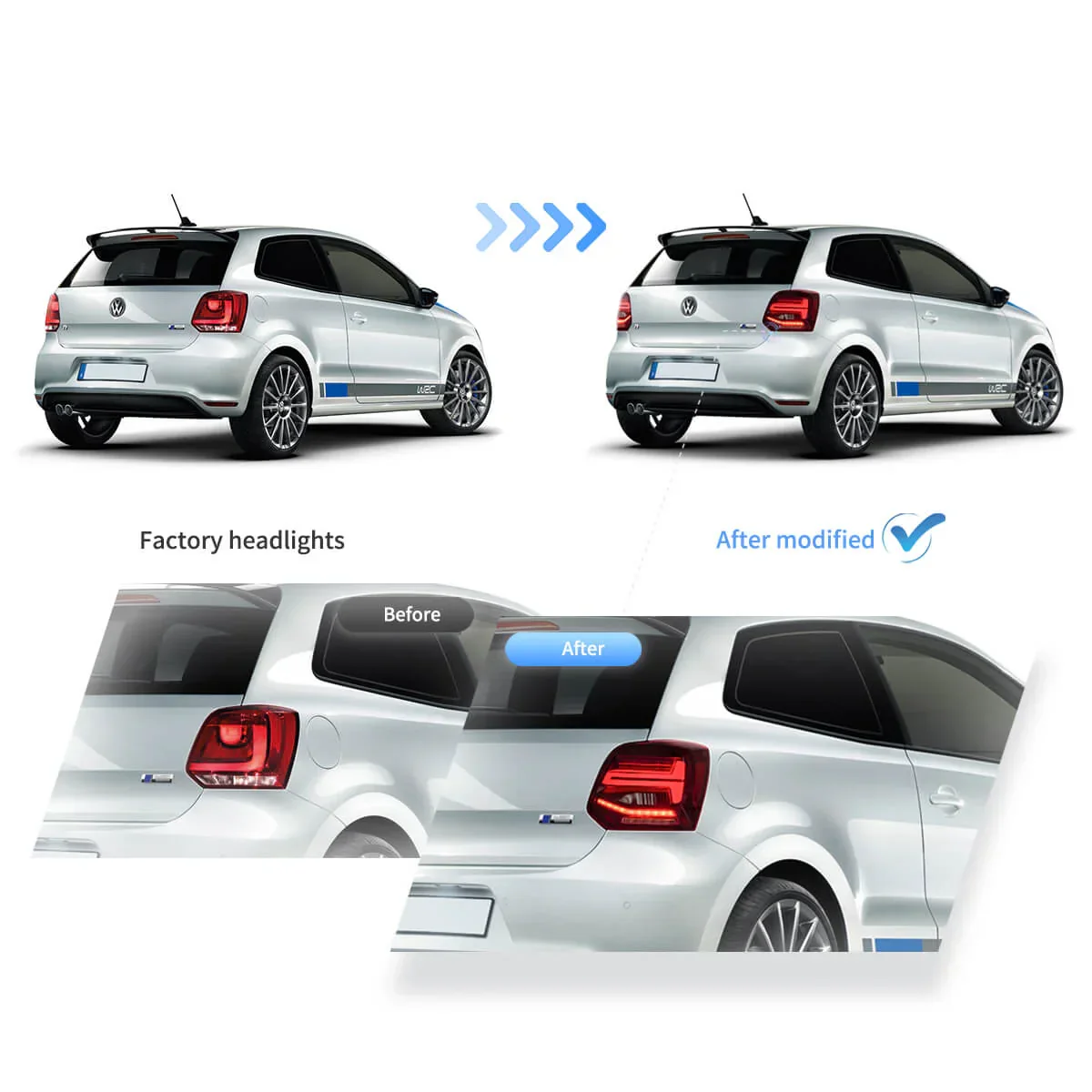 LED Tail Light Assembly With Sequential Turn Signal For 2009-2017 Volkswagen Polo 5th Gen (LWB/SWB） - Image 9